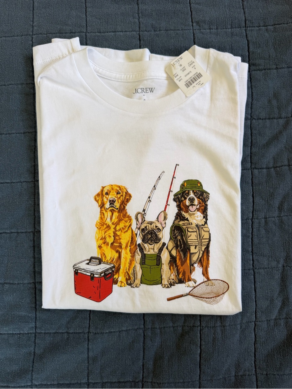 NWT J Crew Men’s Fisherman Dog Graphic T-shirt